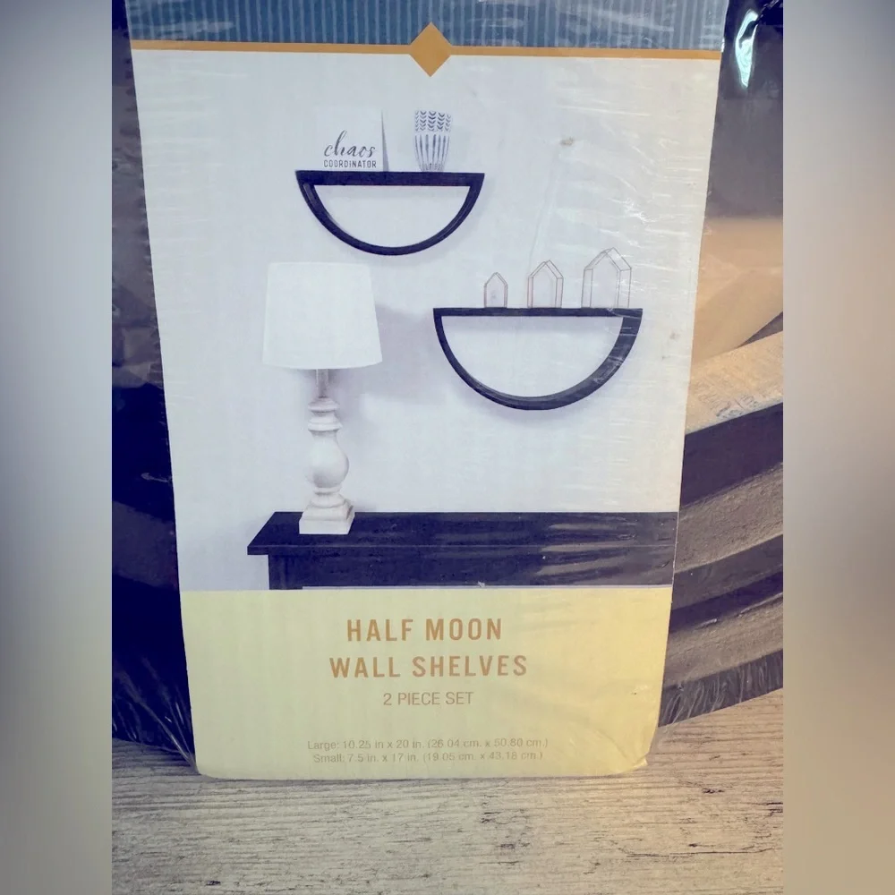 Black Half-Moon Wall Shelves (2pc)